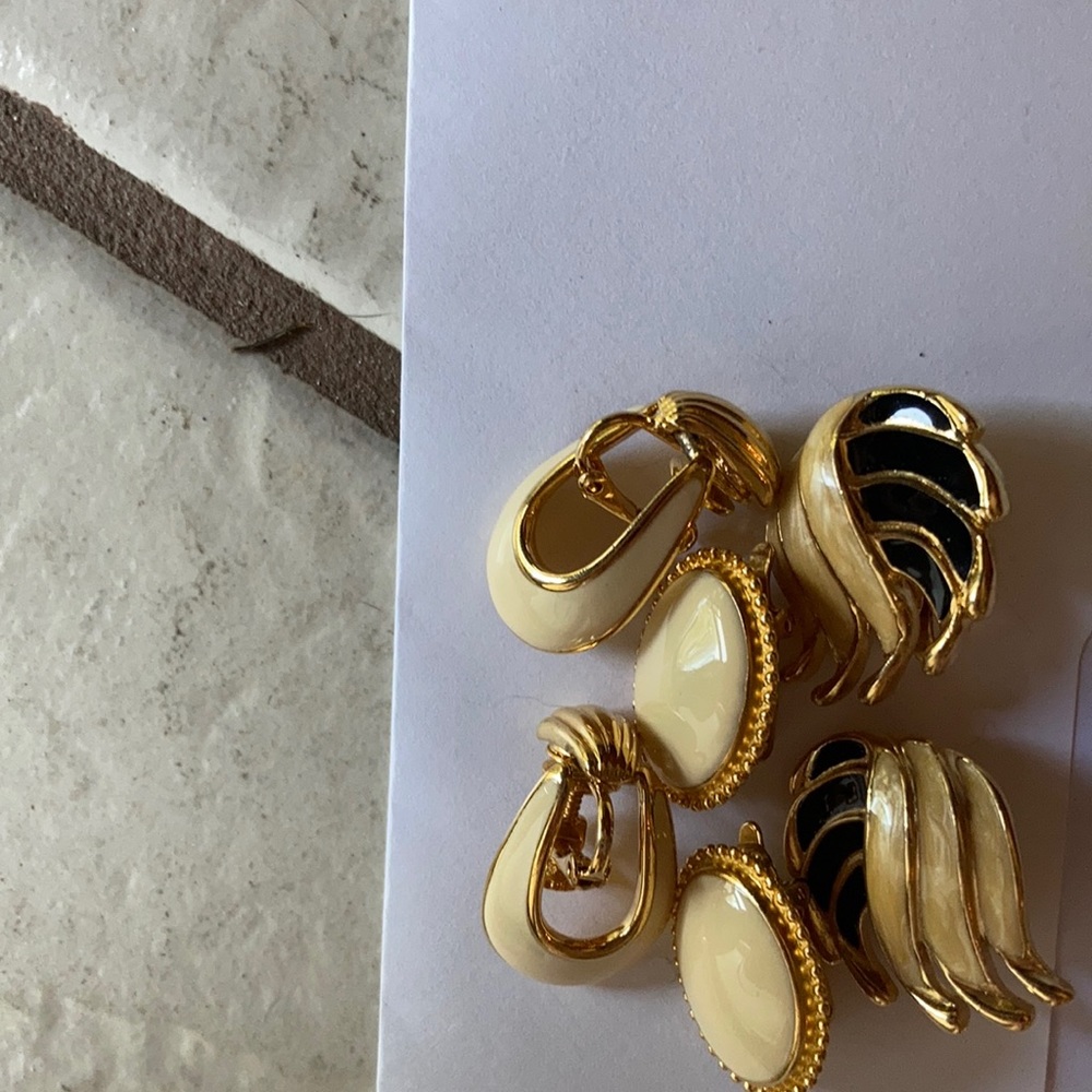 Clip-on earrings- 1 Napier, 2 Trifari.  New, never worn.